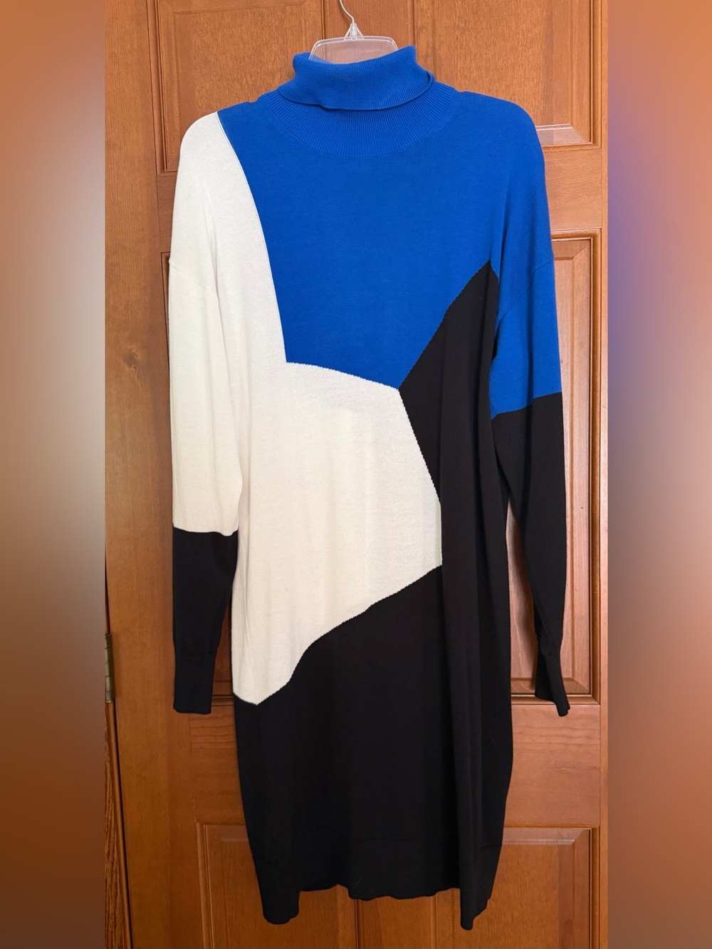 Joan Vass Colorblock Turtleneck Sweater Dress  Sz L/2  (Large 12-14)